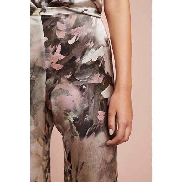 NEW ANTHROPOLOGIE SAMANTHA CHANG BRUSHSTROKE SILK SLEEP PANTS - Picture 4 of 5